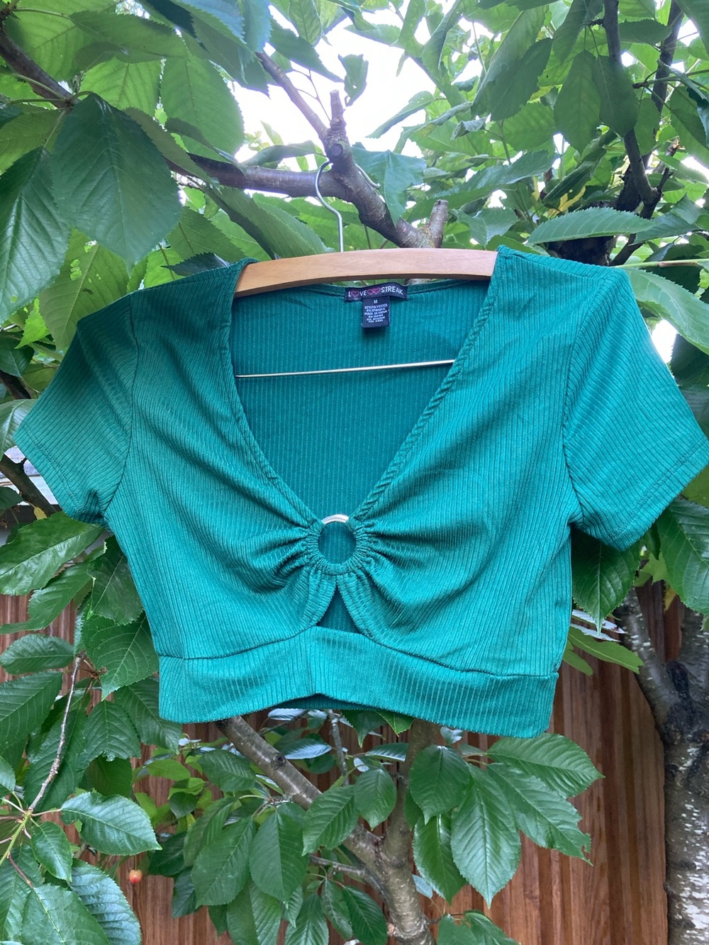 Green Ring-Front Crop Top